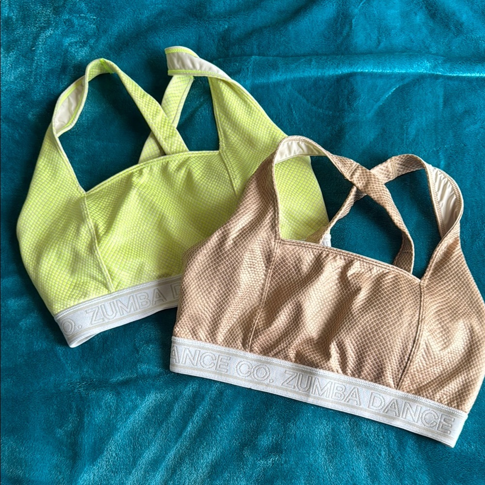 Zumba Fitness Sports Bras Yellow Tan Moisture-Wicking